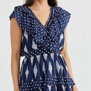 Talisman Kiki Embroidered V Neck Ruffle Detail Open Back Dress Large